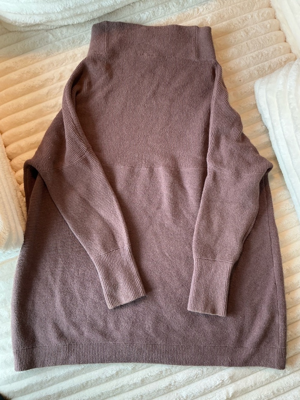 Free People Cozy Oversized Sweater Taupe Mauve Slouchy Knit XS